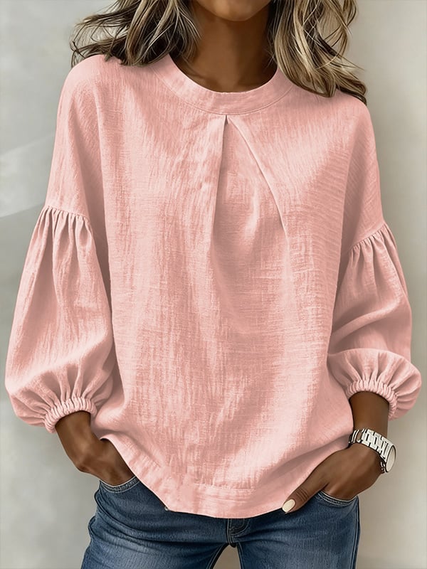 Women's Solid-color Casual Cotton-linen Shirt