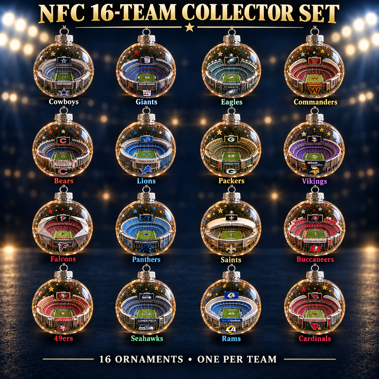 🏈 32-Team Football Stadium Light-Up Ornament