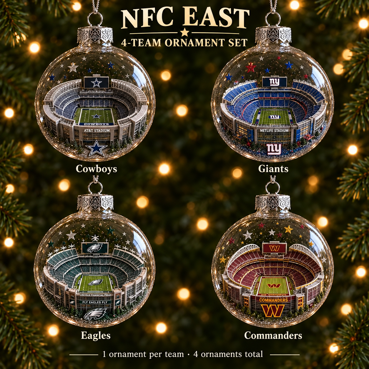 🏈 32-Team Football Stadium Light-Up Ornament