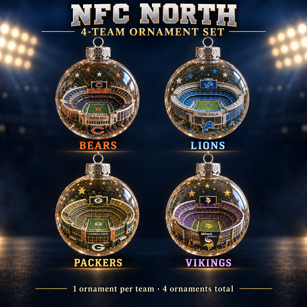 🏈 32-Team Football Stadium Light-Up Ornament