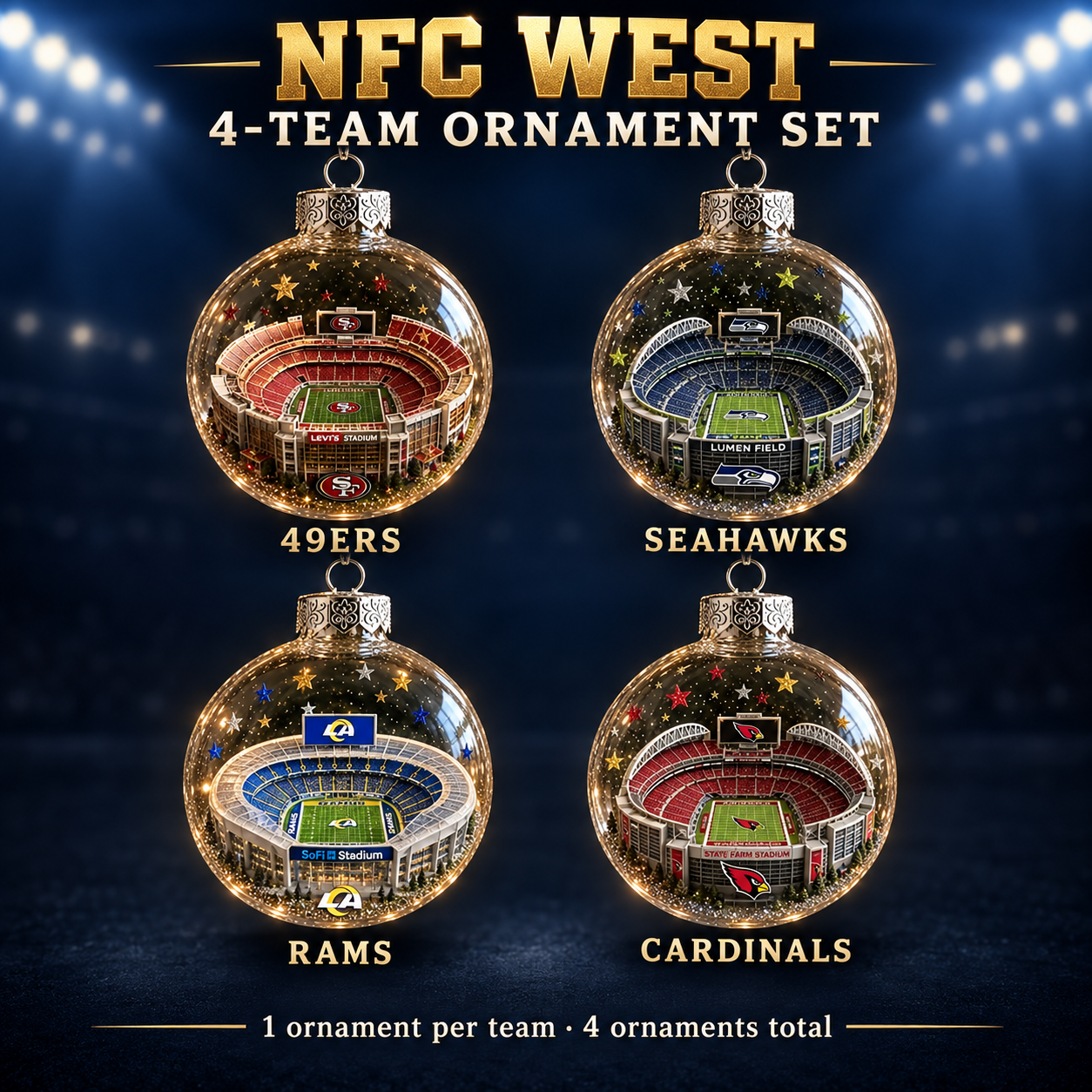 🏈 32-Team Football Stadium Light-Up Ornament