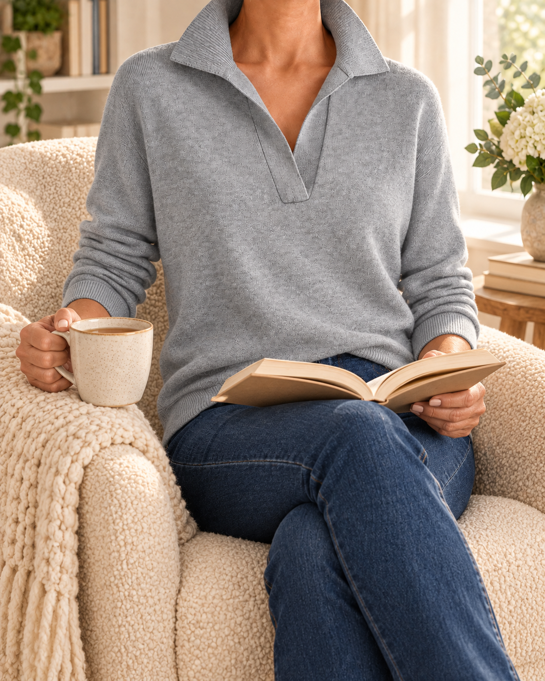 Women's Soft Collared Pullover – Relaxed Everyday Knit