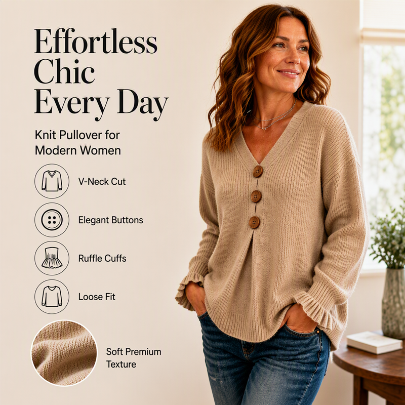 CLEARANCE SALE🔥 Women's V Neck Knit Sweater