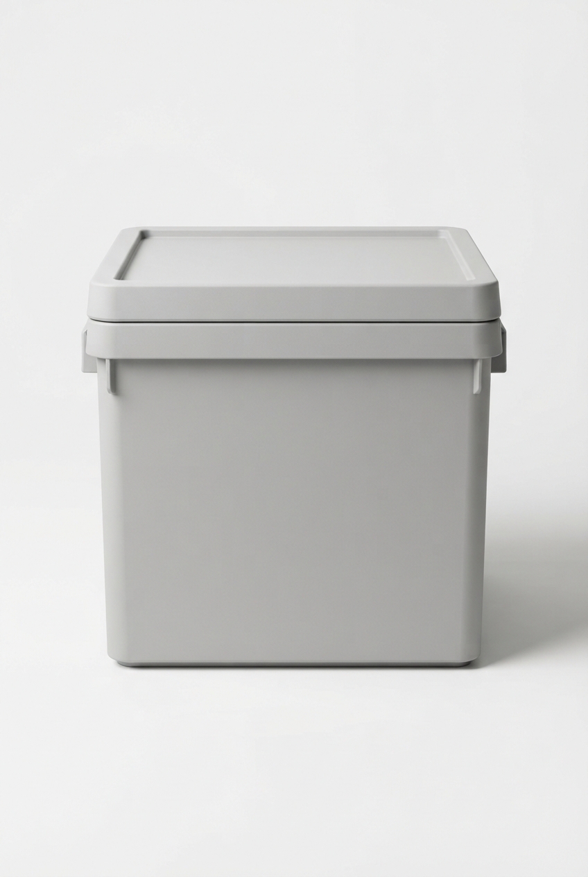 Light gray under-bed storage box with clear top