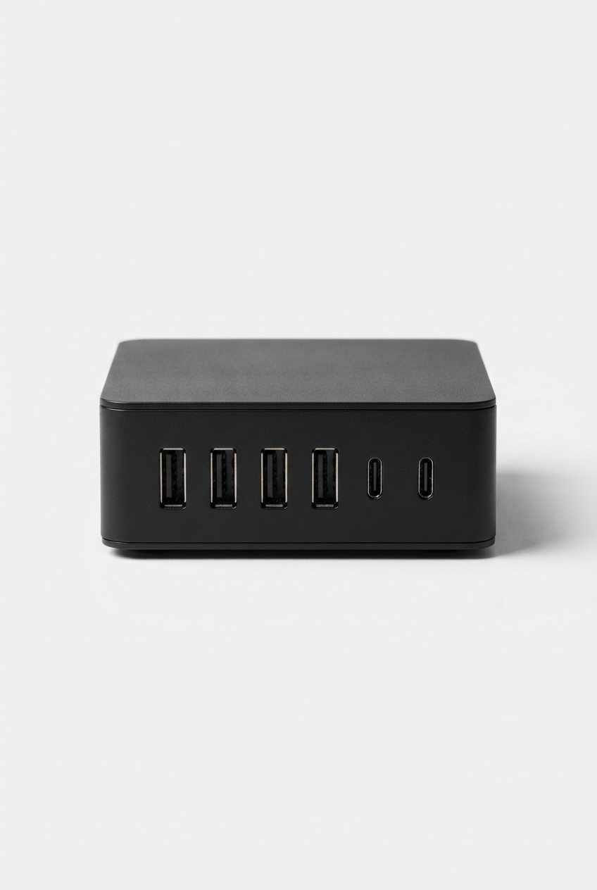 Black USB fast charging station for home use