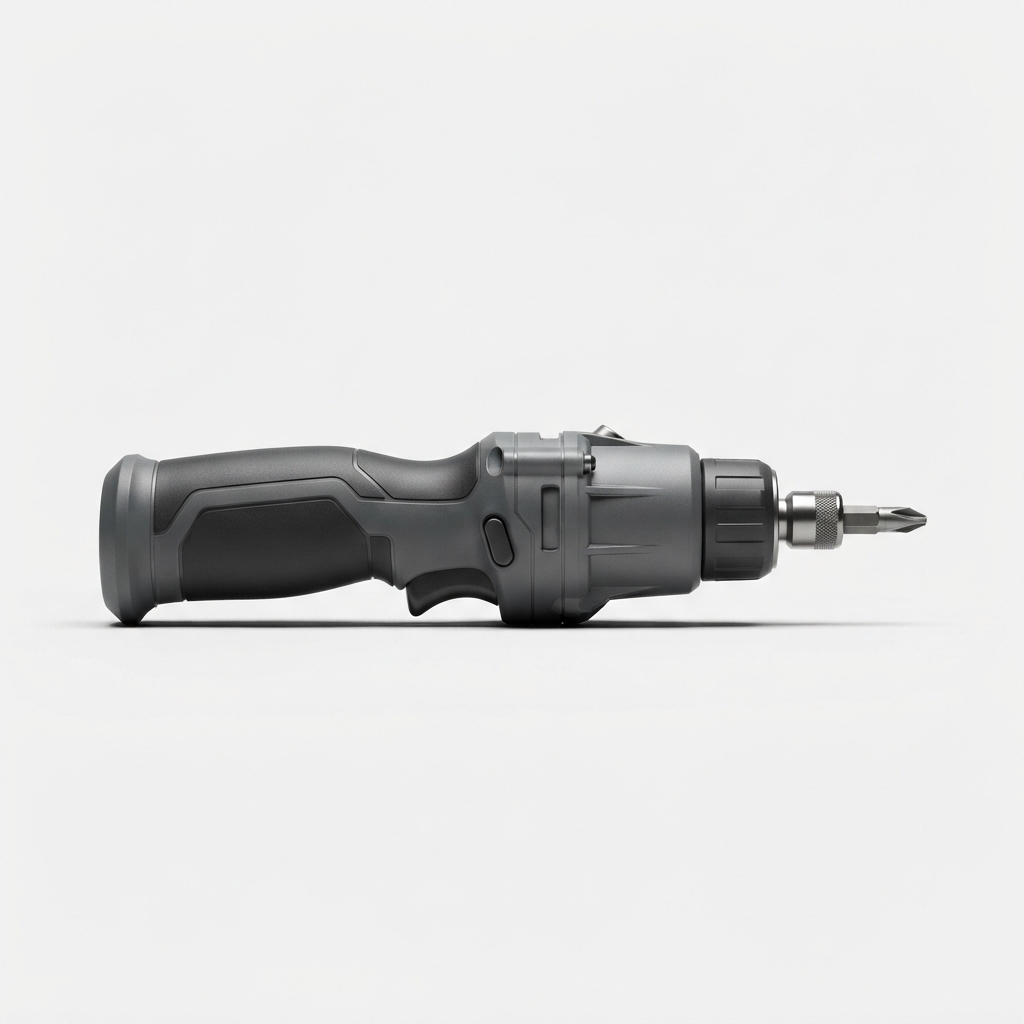 Dark gray deck screwdriver with interchangeable bits