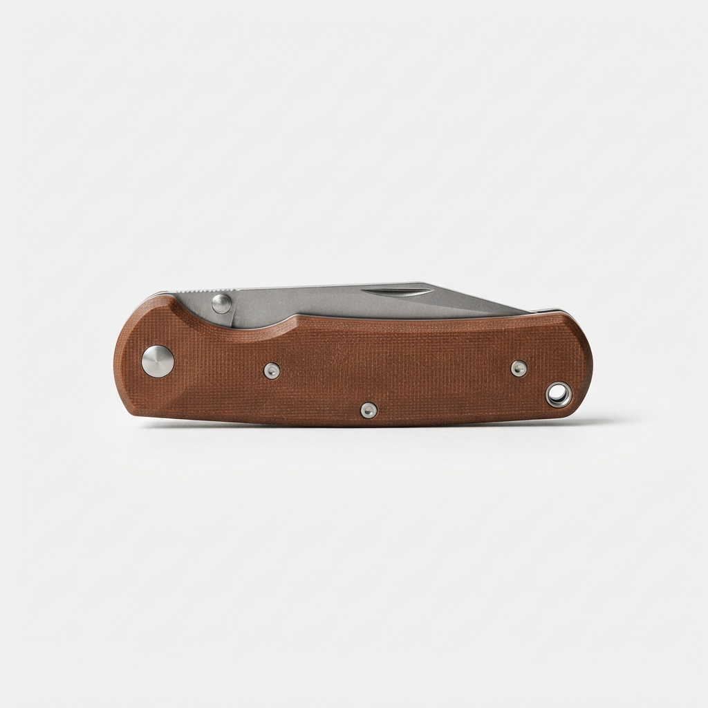 Saddle brown folding deck knife with stainless blade