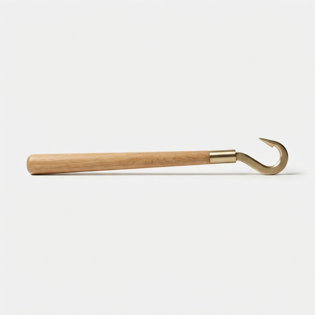 Wheat-colored wooden boat hook for docking