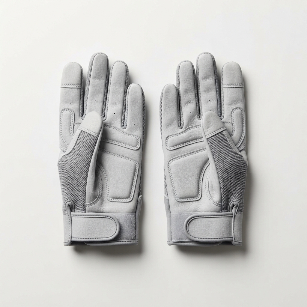 Light gray rowing gloves with leather palms