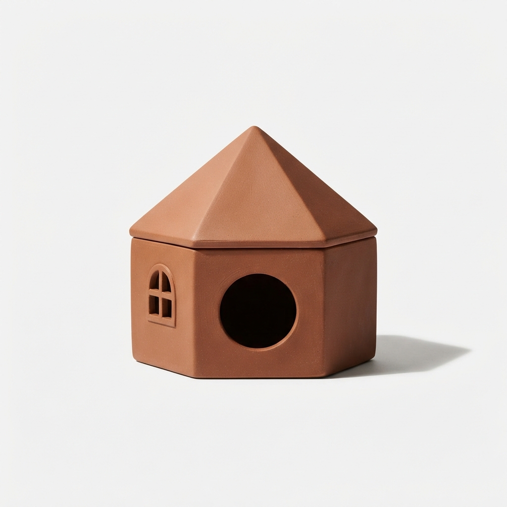 Sienna wooden hideout hut for small animals with vintage style