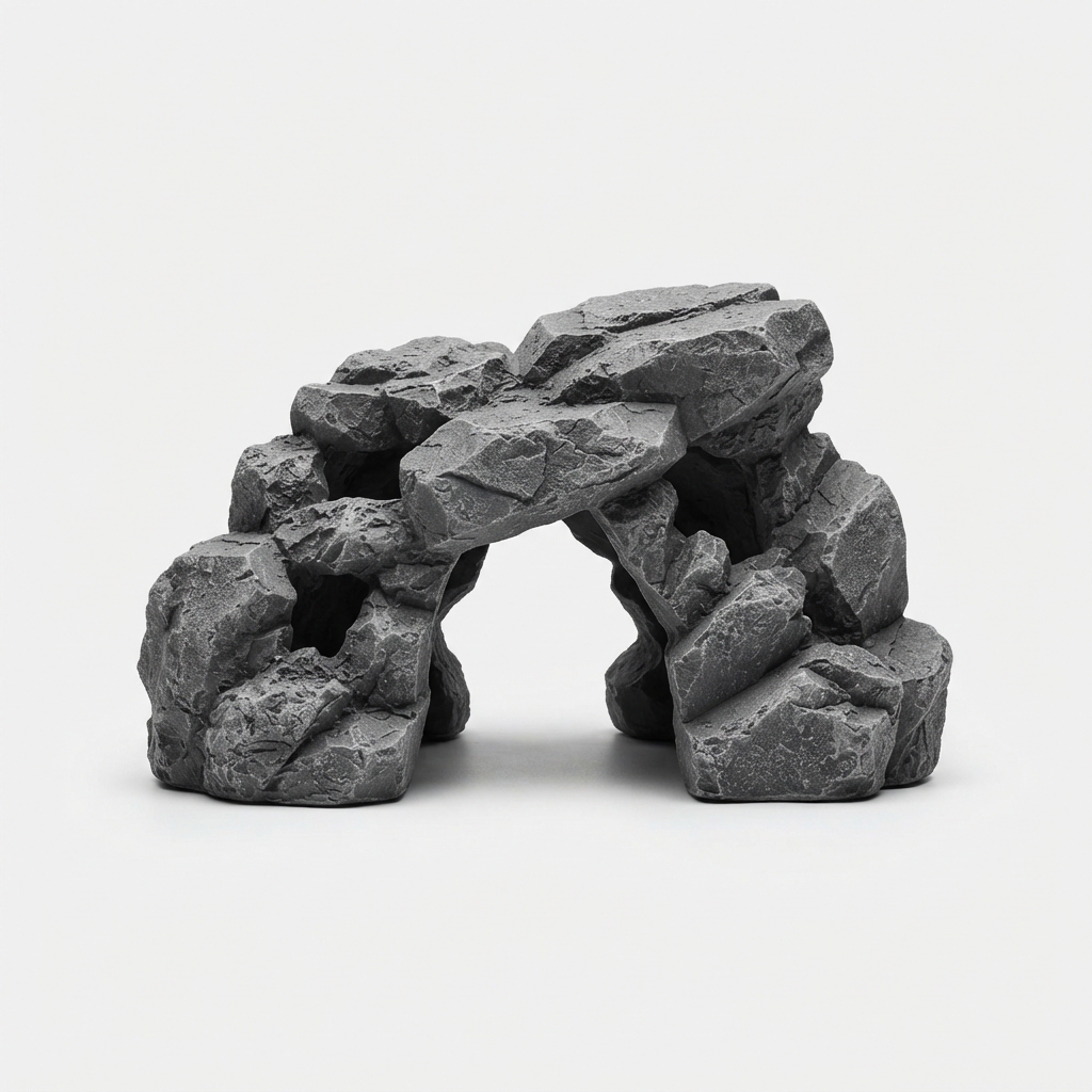 Gray vintage rock cave aquarium decor