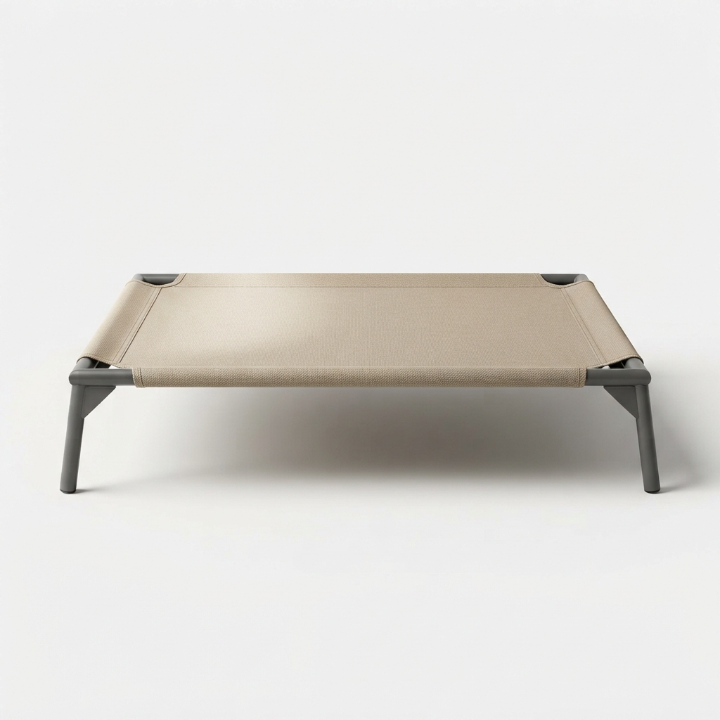 Beige vintage-style elevated pet cot for small pets