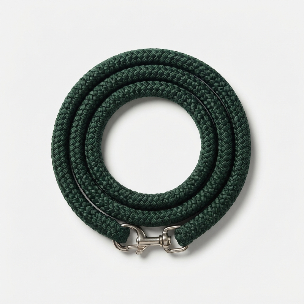 Dark green braided horse lead rope with vintage look