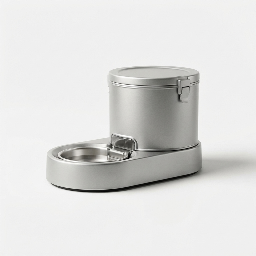Silver automatic outdoor pet waterer with vintage look