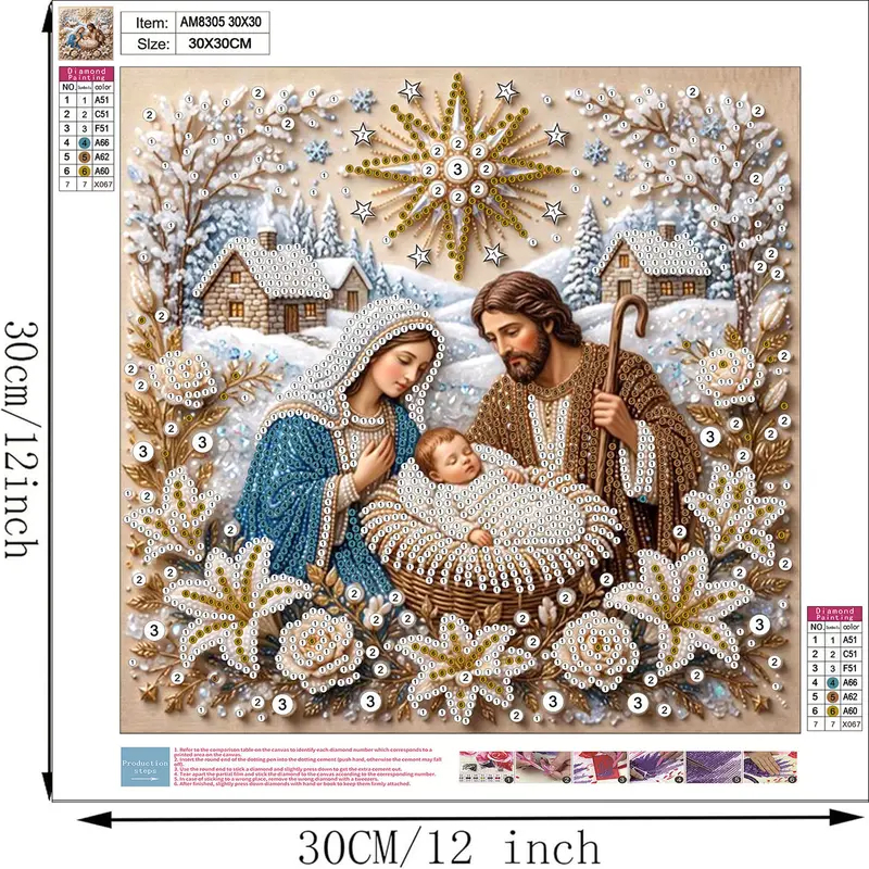 Christmas Nativity Pearl Art Kit – DIY Religious Diamond Painting Decor