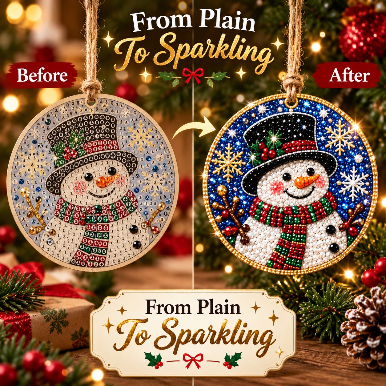 DIY Christmas Diamond Painting Ornament Kit – Sparkling Holiday Tree Decorations