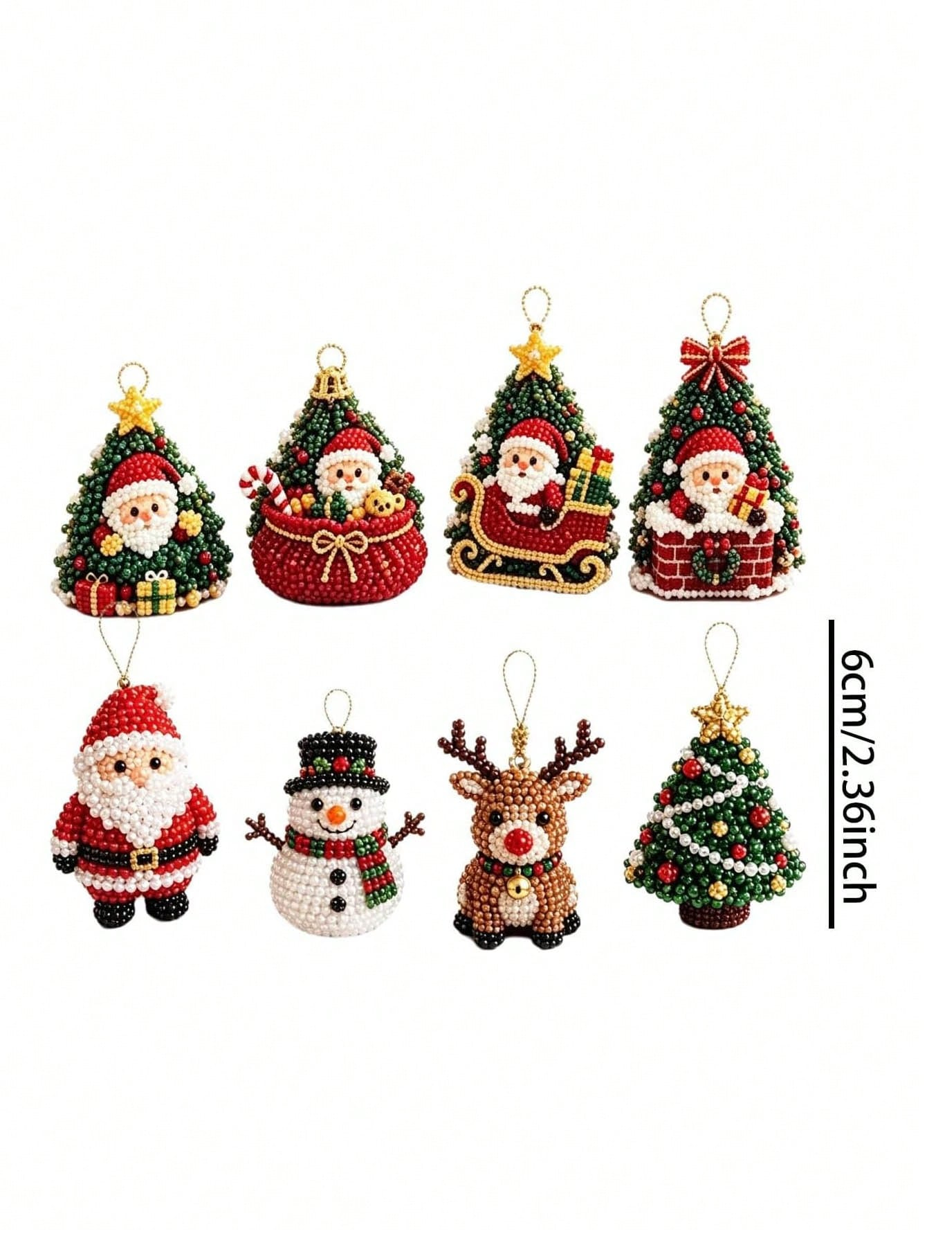 4PCS 3D Beaded Christmas Ornament Kit – DIY Santa Christmas Tree Decorations