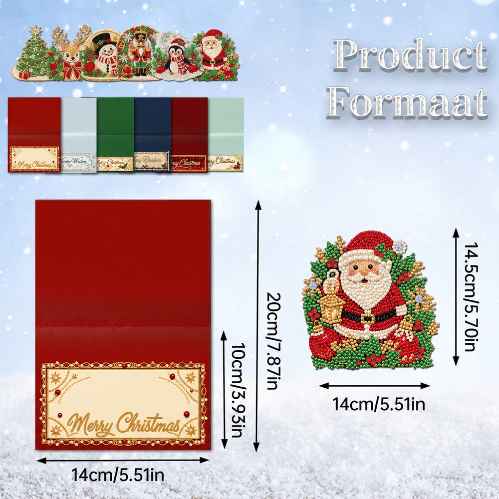 6PCS Christmas Pearl Diamond Painting Cards Kit – DIY Sparkling Holiday Greeting Cards