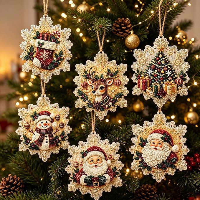 DIY Christmas Diamond Painting Ornament Kit – Sparkling Holiday Tree Decorations