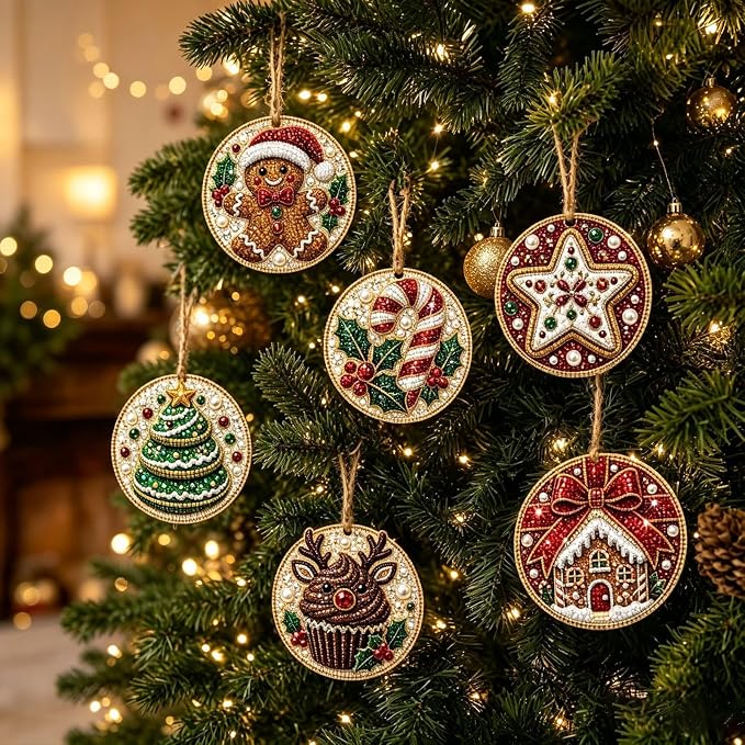 DIY Christmas Diamond Painting Ornament Kit – Sparkling Holiday Tree Decorations