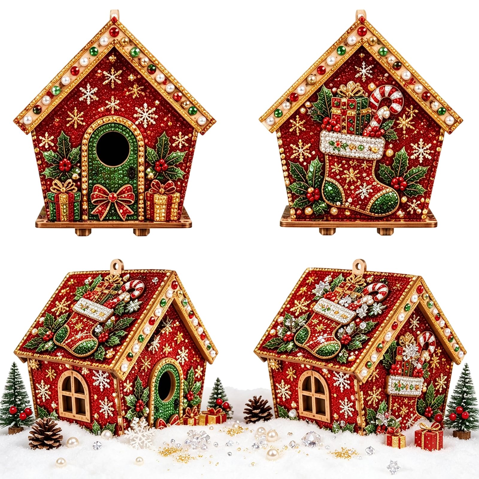 DIY Pearl Art 3D Diamond Painting Christmas Cottage Kit – Sparkling Holiday Craft