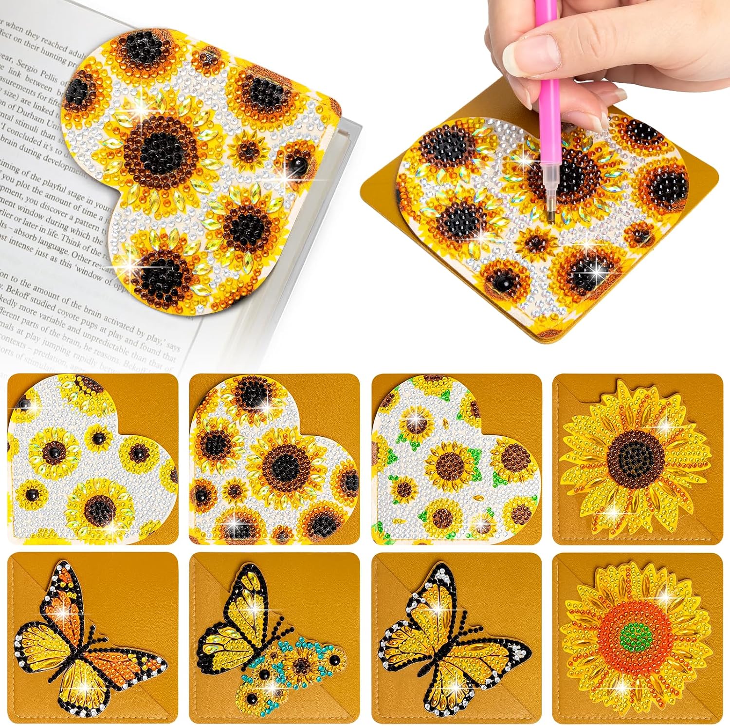 4PCS Diamond Painting Bookmarks – DIY Sparkling Pearl Art Kit for Adults