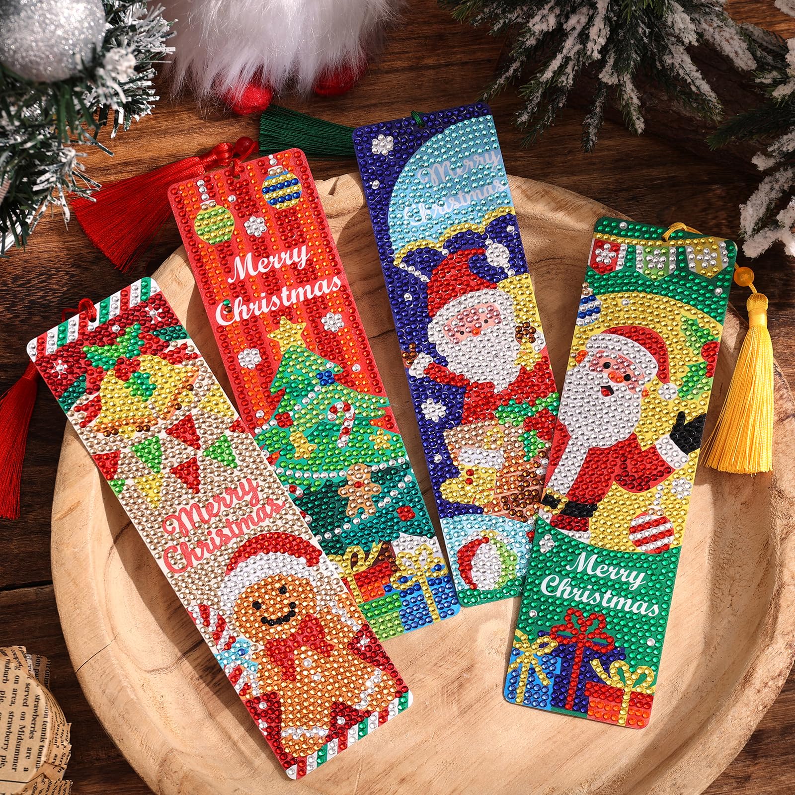 4PCS Oil Painting Diamond Painting Bookmarks – DIY Artistic Gem Art Kit