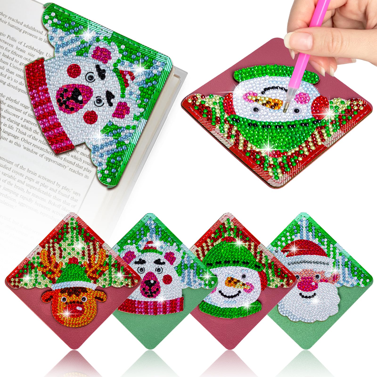 4PCS Diamond Painting Bookmarks – DIY Sparkling Pearl Art Kit for Adults