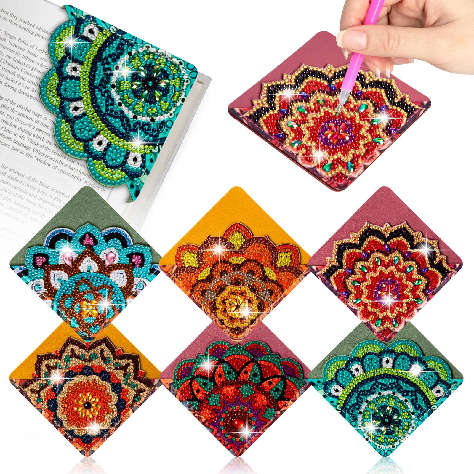 4PCS Diamond Painting Bookmarks – DIY Sparkling Pearl Art Kit for Adults