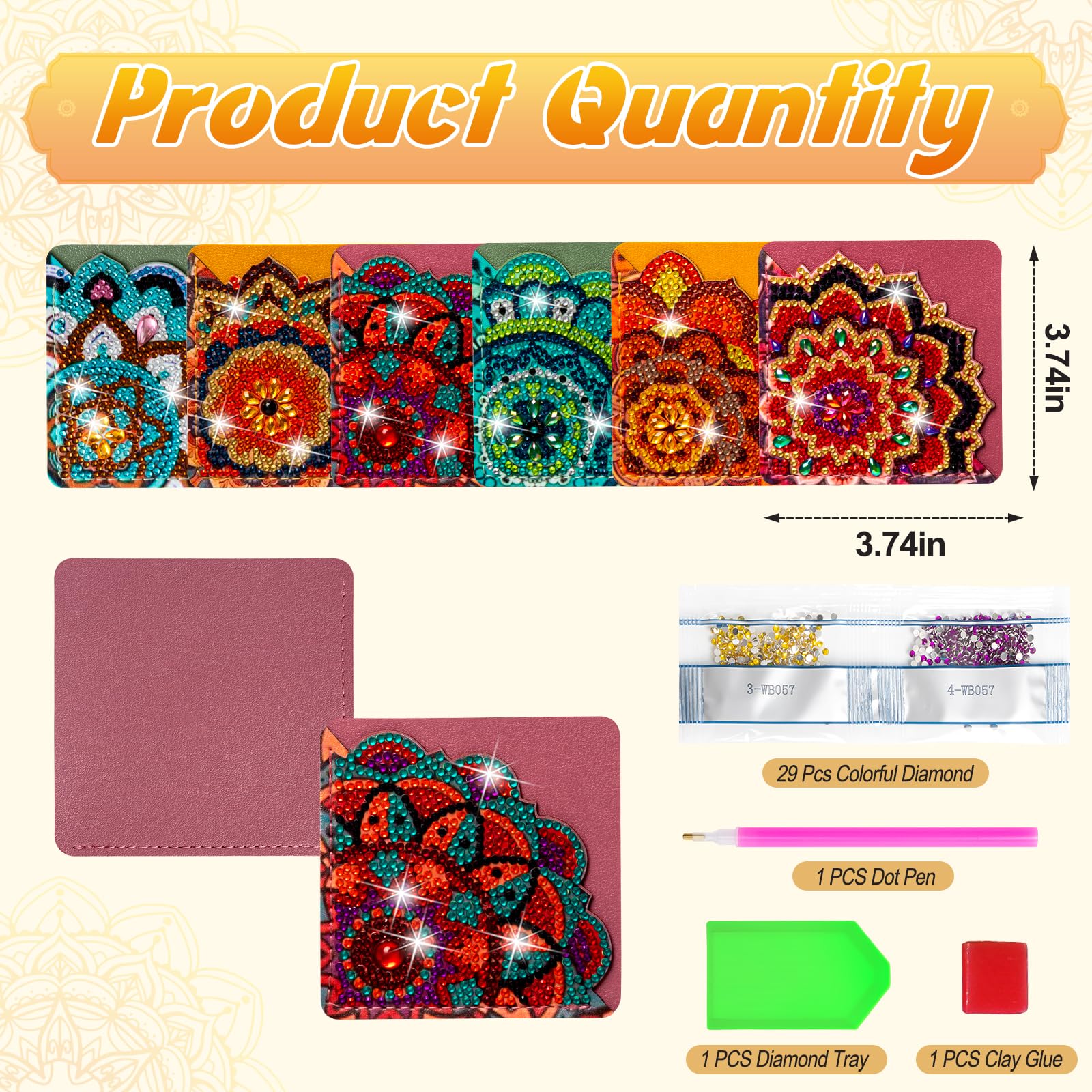 4PCS Diamond Painting Bookmarks – DIY Sparkling Pearl Art Kit for Adults