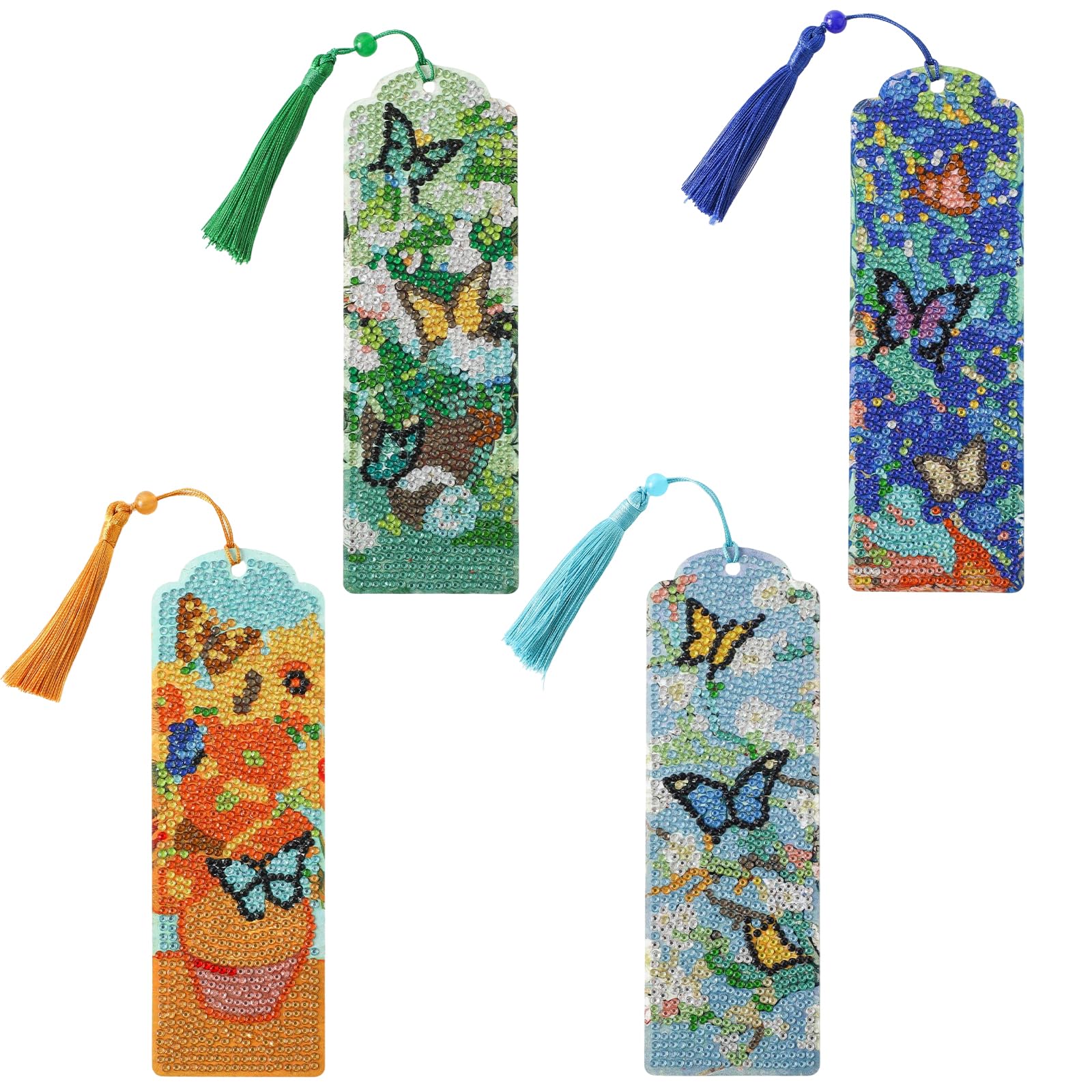 4PCS Oil Painting Diamond Painting Bookmarks – DIY Artistic Gem Art Kit