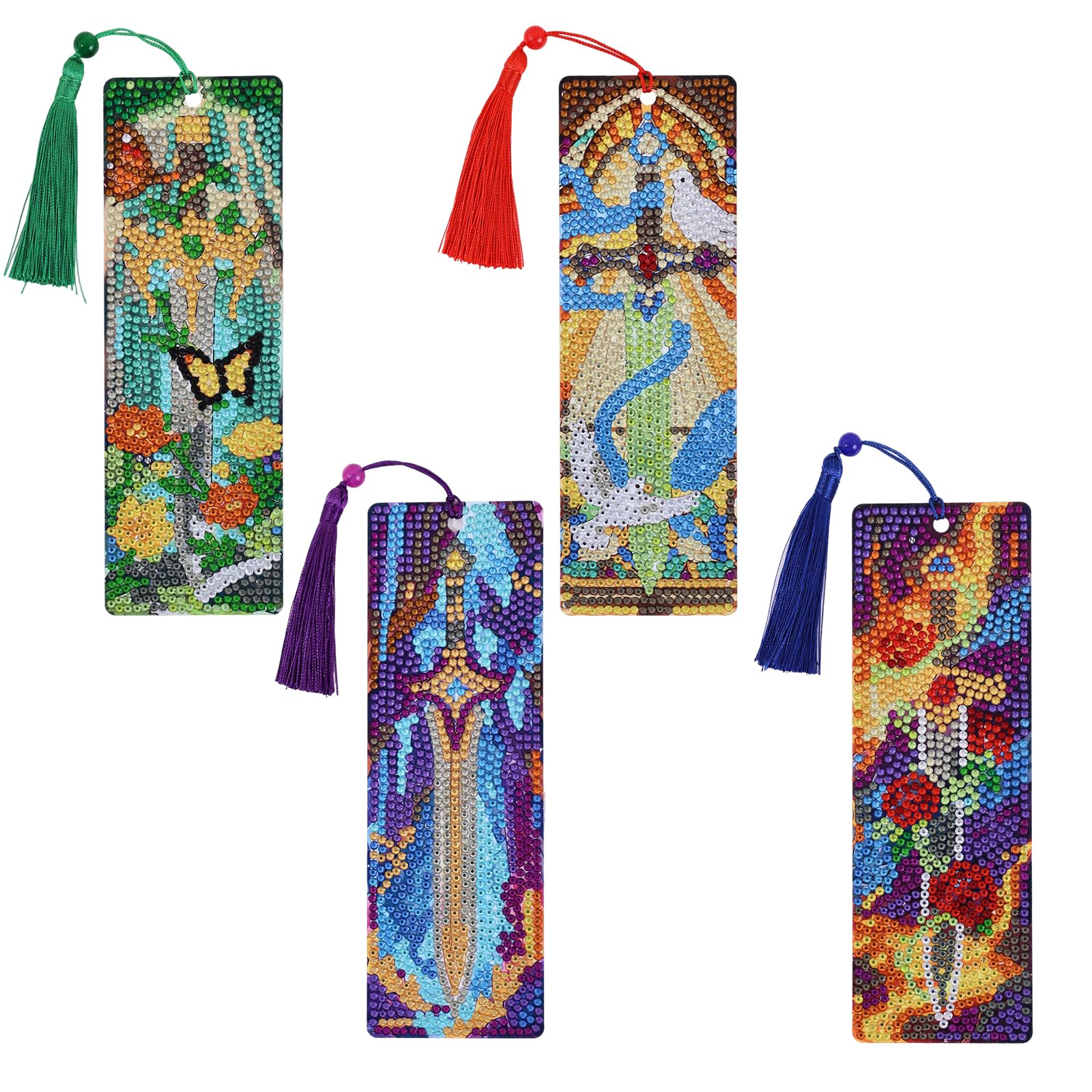 4PCS Oil Painting Diamond Painting Bookmarks – DIY Artistic Gem Art Kit