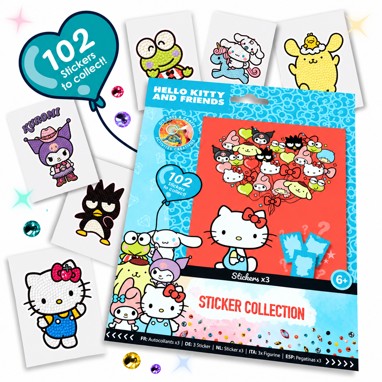 Diamond Painting Sticker Collection Book – 102PCS Cute DIY Sticker Kit