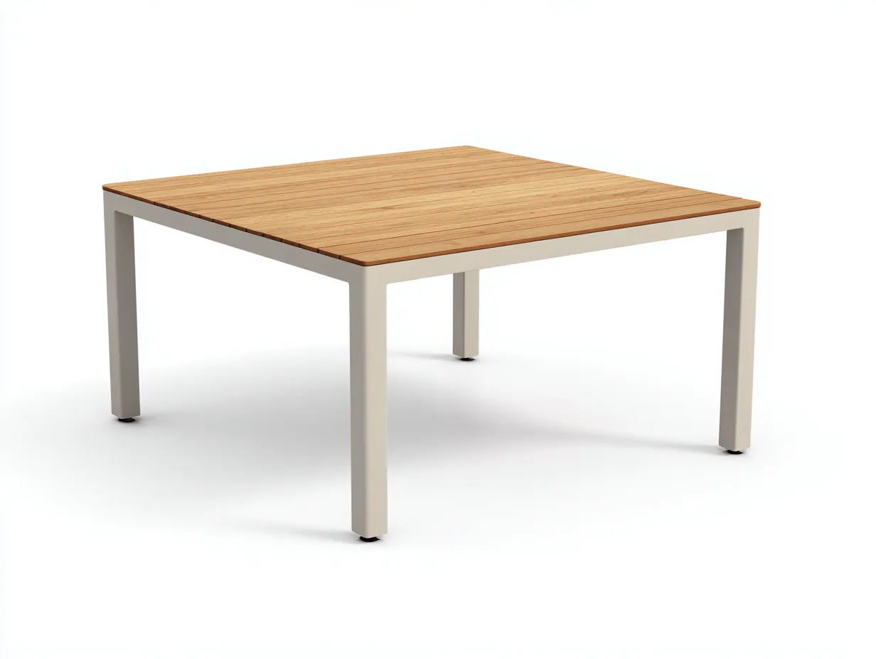 Tavolo da pranzo da esterno 120×120×75 cm - naturale e beige - piano quadrato moderno-Vicoriaroom