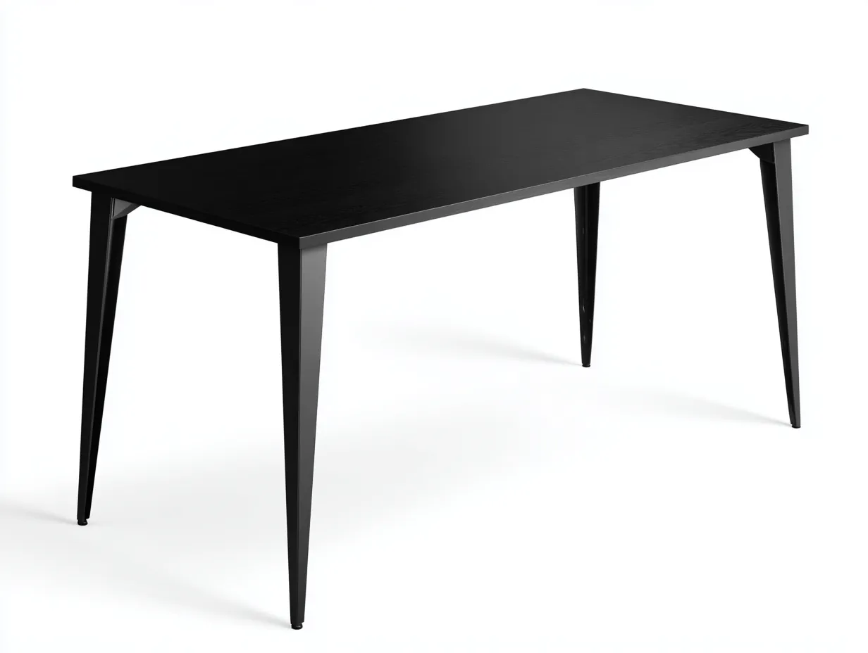 Tavolo da pranzo rettangolare in metallo 180×90×75 cm - nero - linea minimalista per esterni-Vicoriaroom
