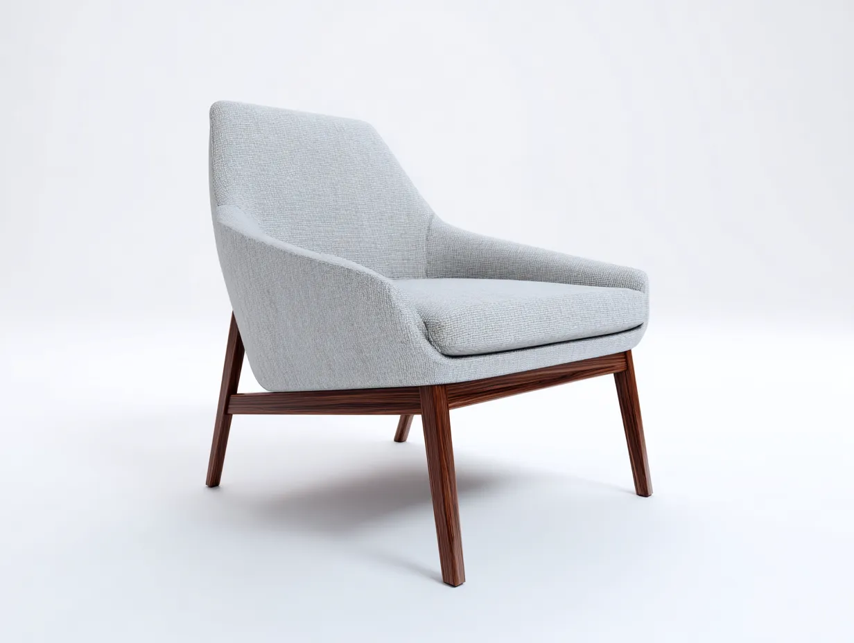 Poltrona in tessuto 76×82×84 cm - grigio chiaro/marrone - struttura in legno e design avvolgente per soggiorno-Vicoriaroom