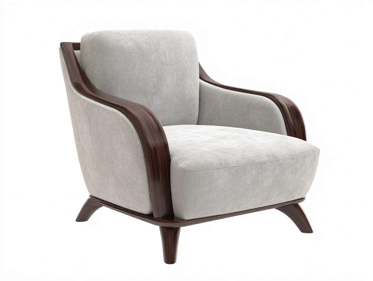 Poltrona da Soggiorno 84×82×88 cm - grigio chiaro - struttura in legno curvato-Vicoriaroom