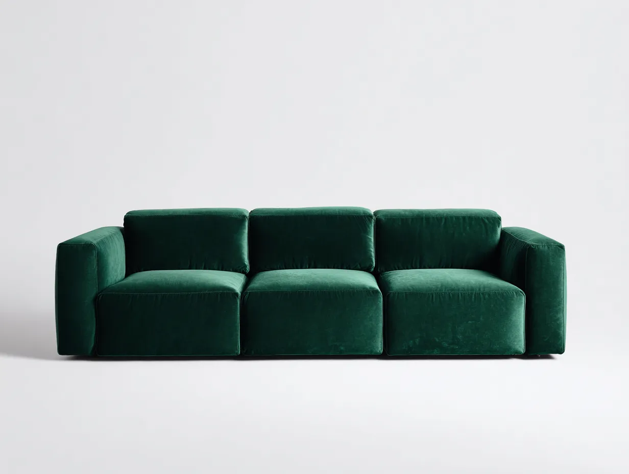 Divano lineare in tessuto 275×100×78 cm - verde - stile moderno con seduta profonda per soggiorno-Vicoriaroom