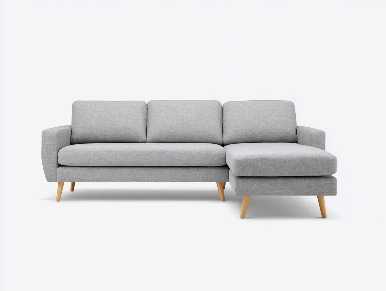 Divano angolare in tessuto 250×160×84 cm - grigio - stile moderno rialzato con chaise longue per soggiorno-Vicoriaroom