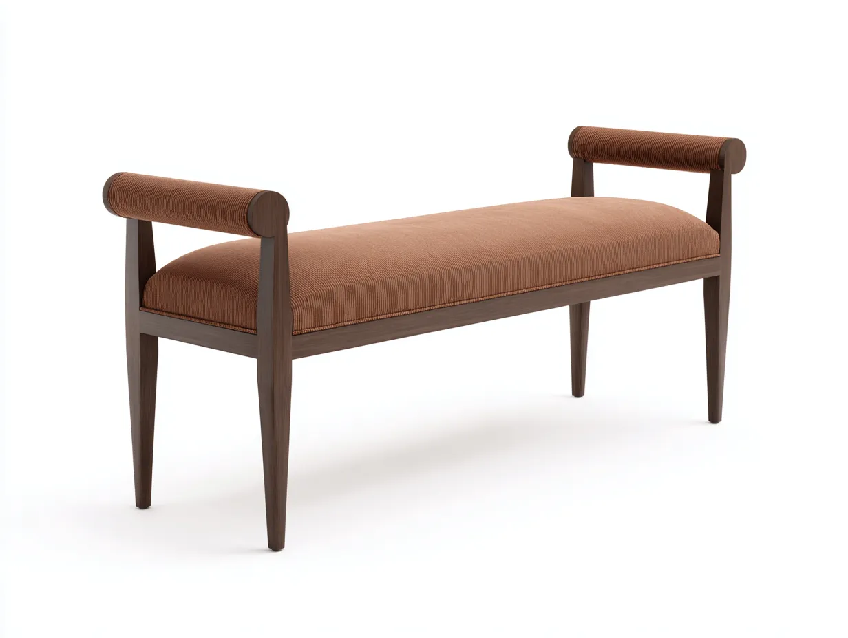 Panca Camera Da Letto 150×48×46 cm - tessuto marrone e legno marrone scuro - stile moderno rialzato-Vicoriaroom