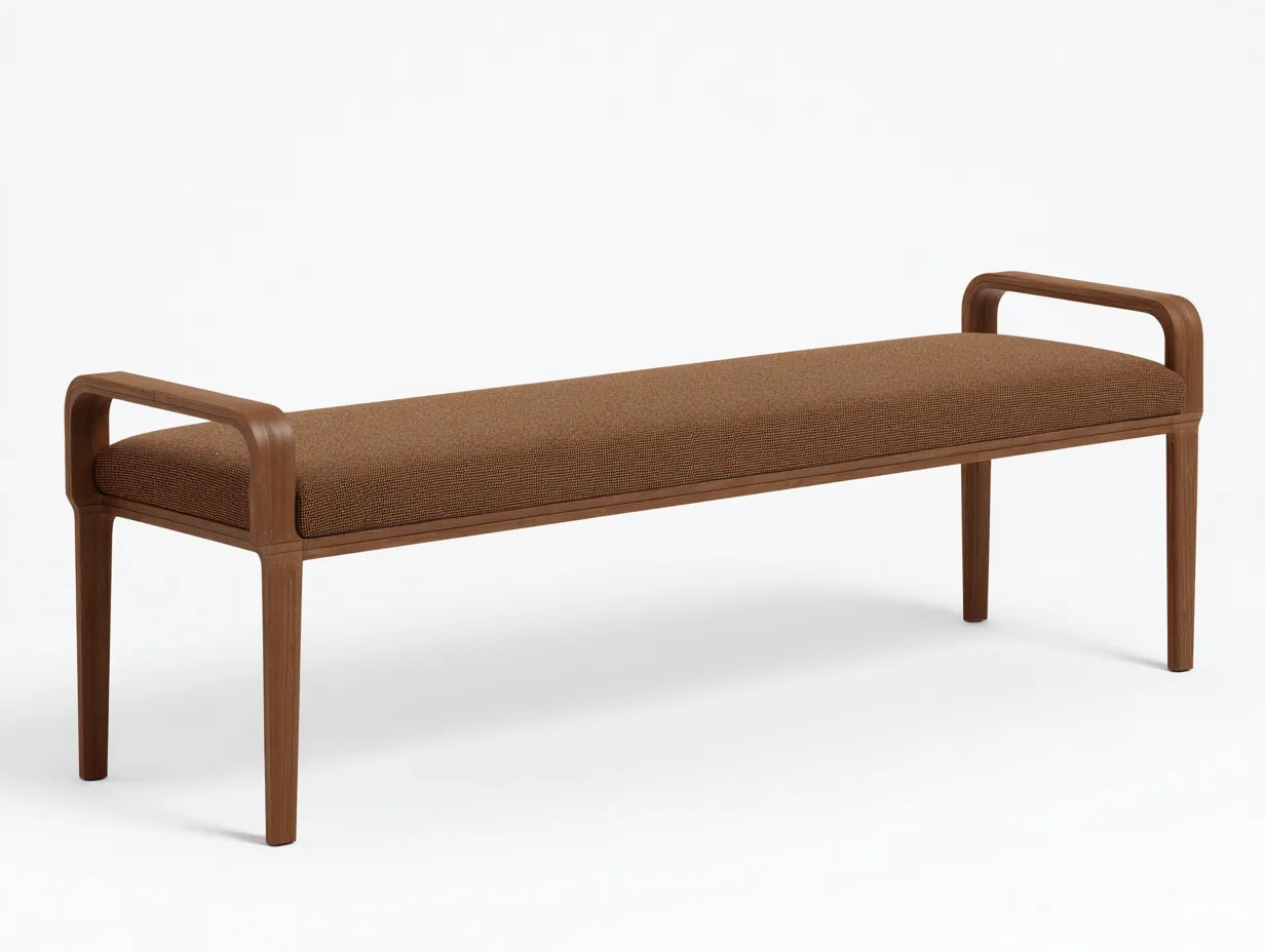Panca Camera Da Letto 160×45×47 cm - tessuto marrone - design continuo con angoli arrotondati-Vicoriaroom