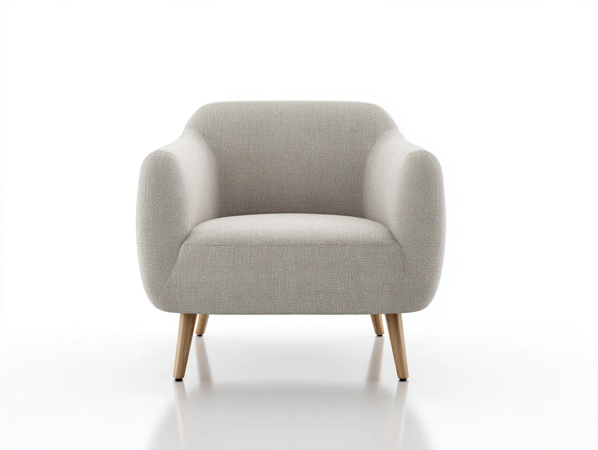 Poltrona compatta in tessuto 78×79×80 cm - grigio chiaro/marrone chiaro - profilo avvolgente per soggiorno-Vicoriaroom