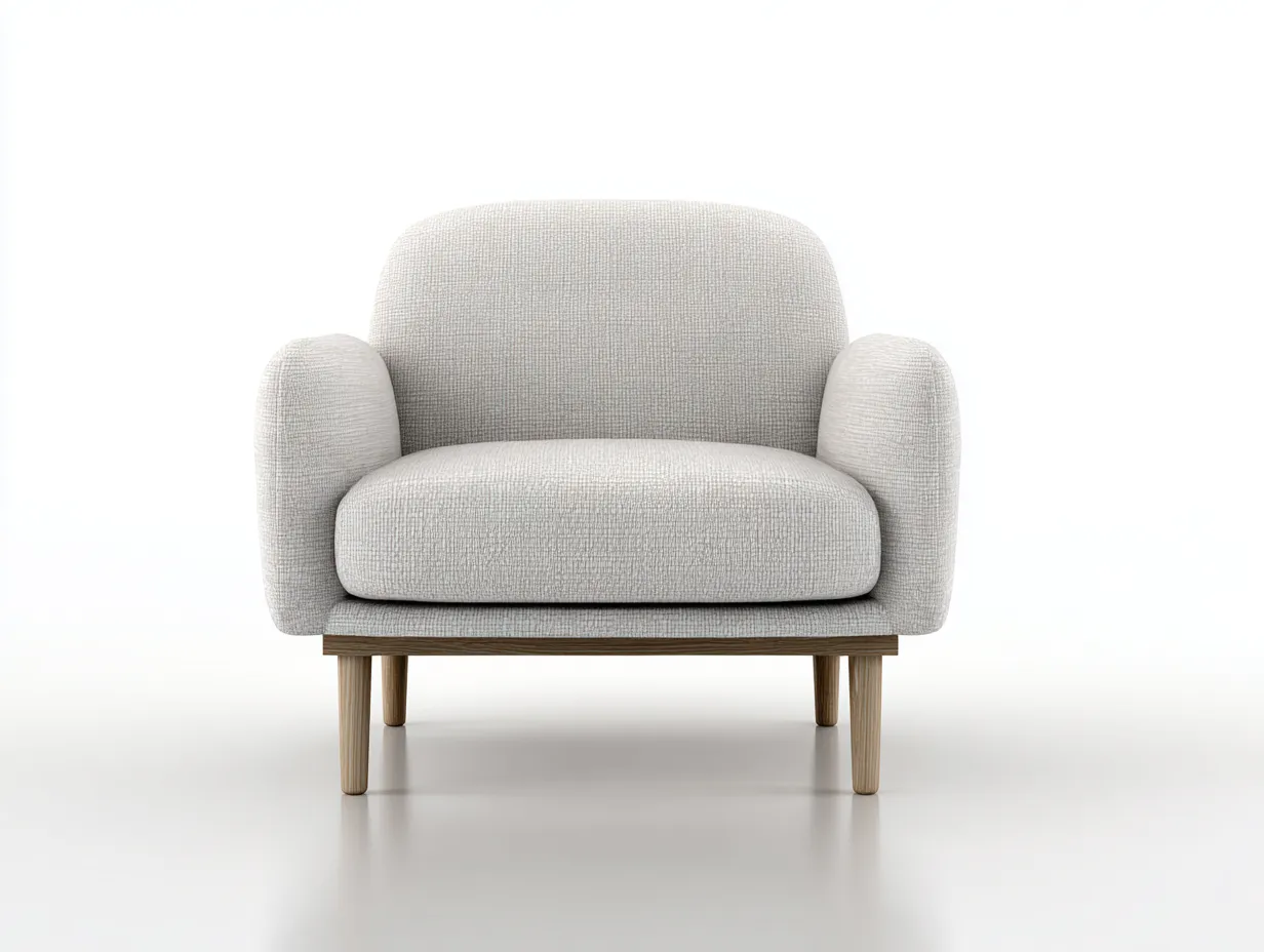 Poltrona in tessuto 82×80×82 cm - grigio chiaro/marrone chiaro - seduta ampia e design morbido per soggiorno-Vicoriaroom