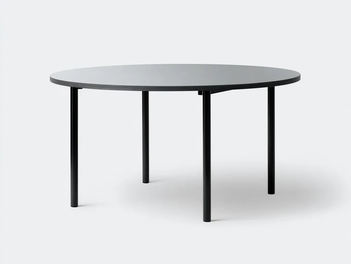 Tavolo da pranzo circolare in metallo 125×125×76 cm - nero - stile moderno con profilo sottile per esterni-Vicoriaroom