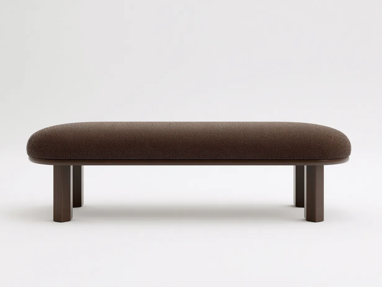 Panca imbottita in tessuto e legno 150×48×62 cm - marrone - design lineare per camera da letto-Vicoriaroom