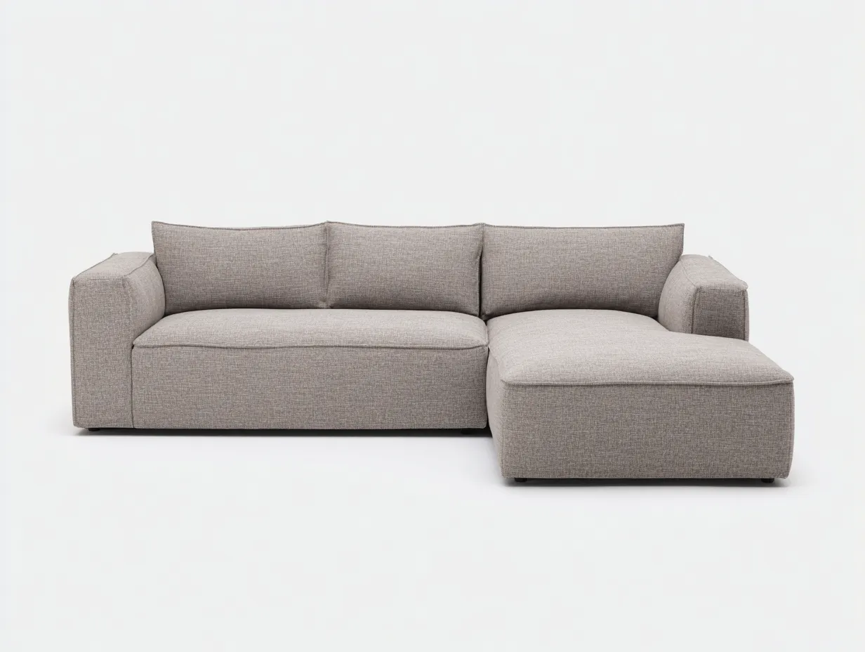 Divano angolare in tessuto 265×165×82 cm - grigio chiaro - design morbido con chaise longue per soggiorno-Vicoriaroom