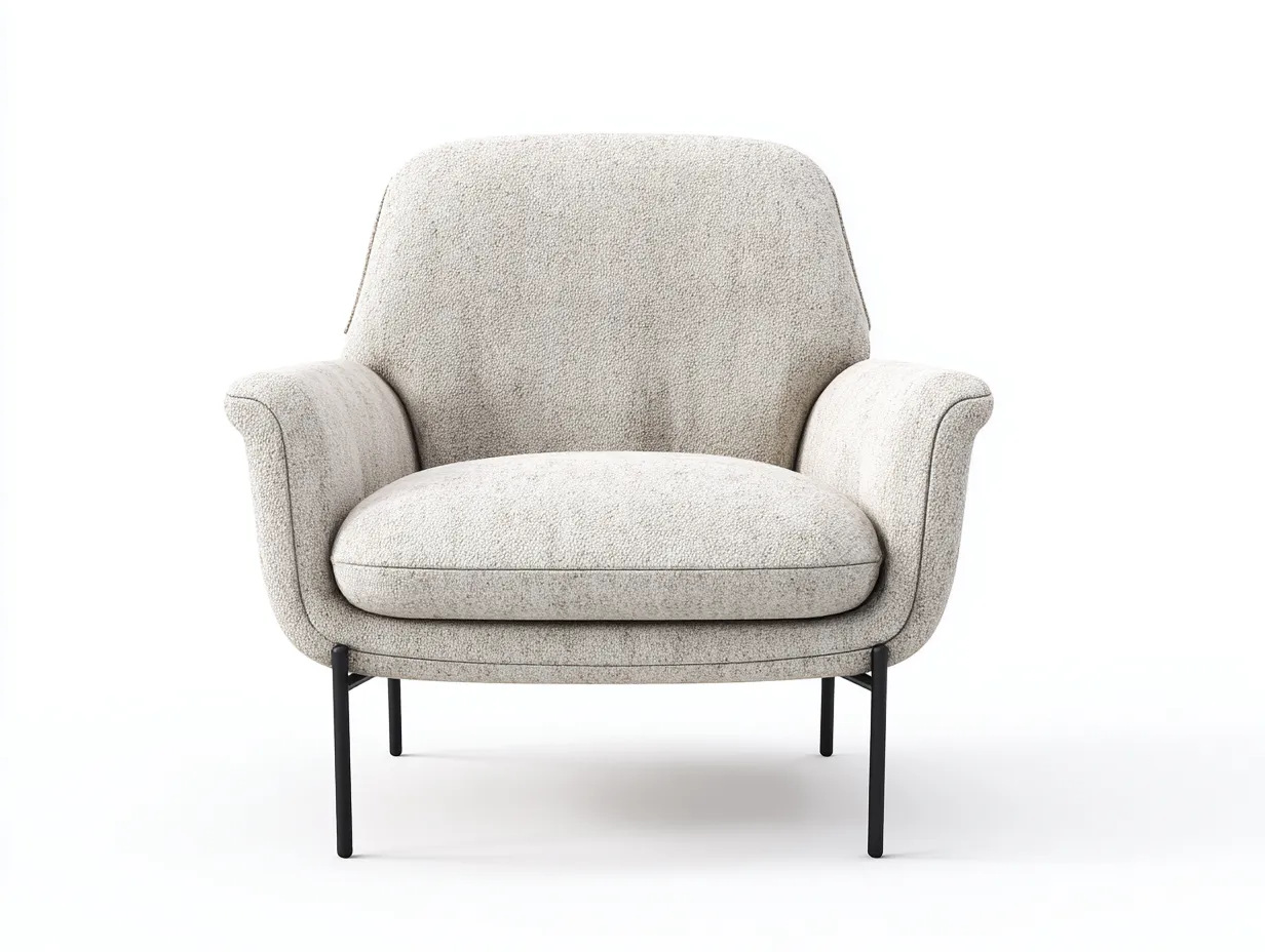 Poltrona Soggiorno 86×84×87 cm - tessuto beige e metallo nero - stile moderno dalle linee morbide-Vicoriaroom