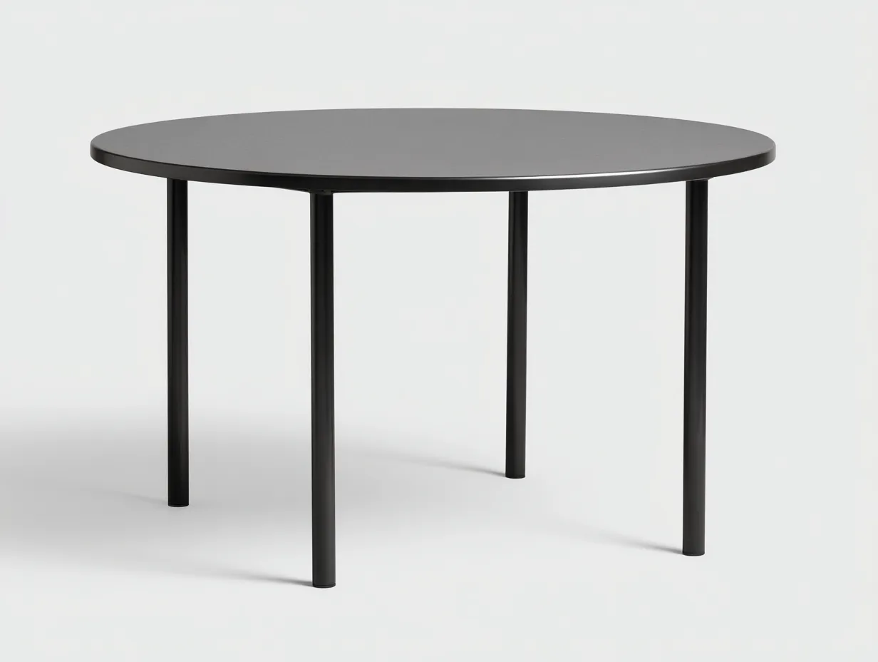 Tavolo da pranzo rotondo in metallo 120×120×75 cm - nero - design minimalista per esterni-Vicoriaroom