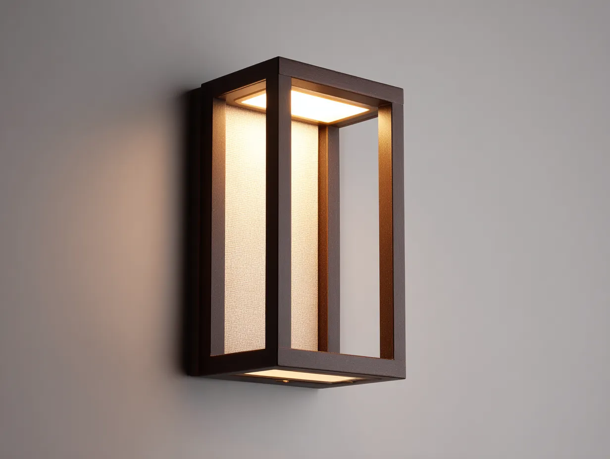 Lampada da parete per esterni 16×12×28 cm - metallo marrone - struttura rettangolare a luce calda-Kalenvahouse