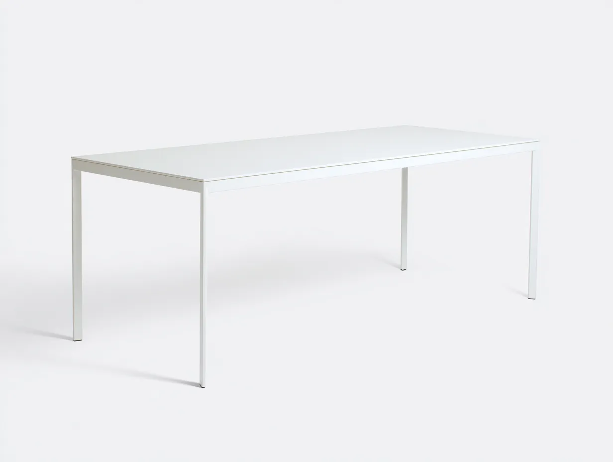 Tavolo Da Pranzo in metallo 200×90×75 cm - bianco - design minimalista per esterni-Kalenvahouse